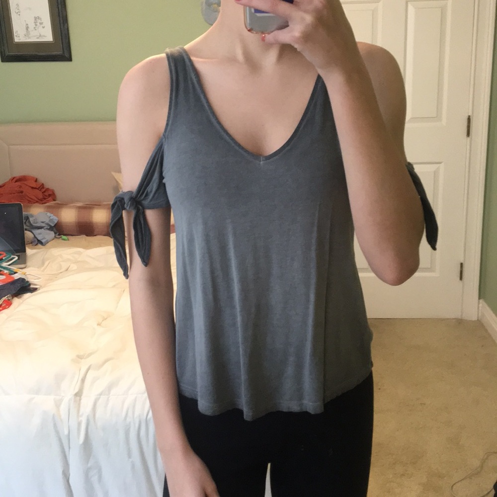 soft tank top blouse with shoulder cut outs